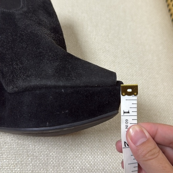 Prada Suede Peep Toe Ankle Boot Wedges - Picture 11 of 11